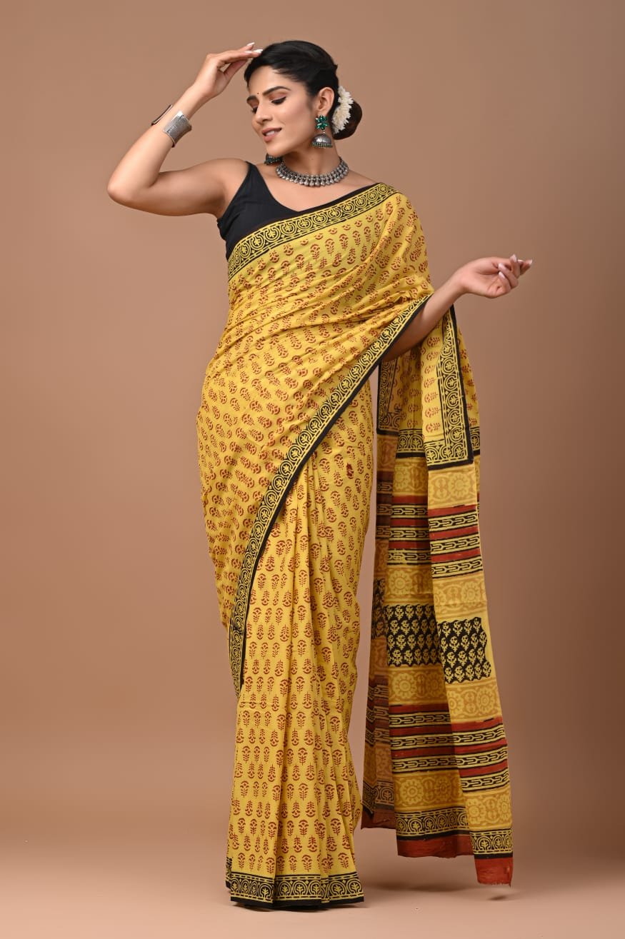 Bagh Print Mulmul Cotton Saree Factory