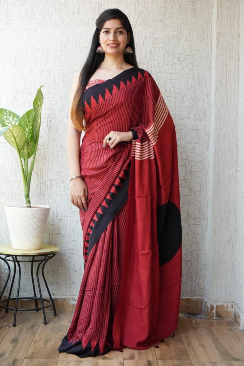 Hand Block Printed Modal Silk Saree Factory