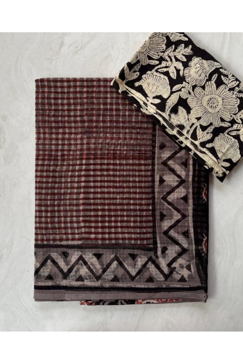 Kota Cotton Checkered Saree