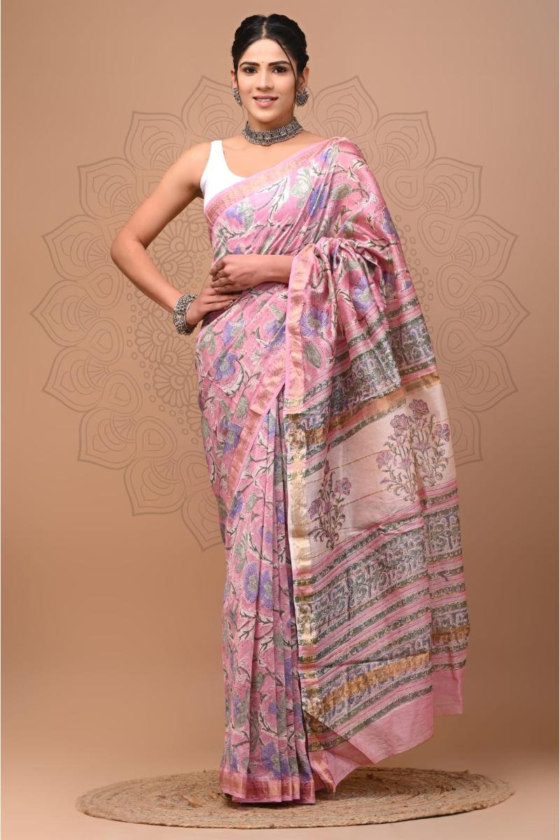 Pink Maheshwari Saree Bulk Supply